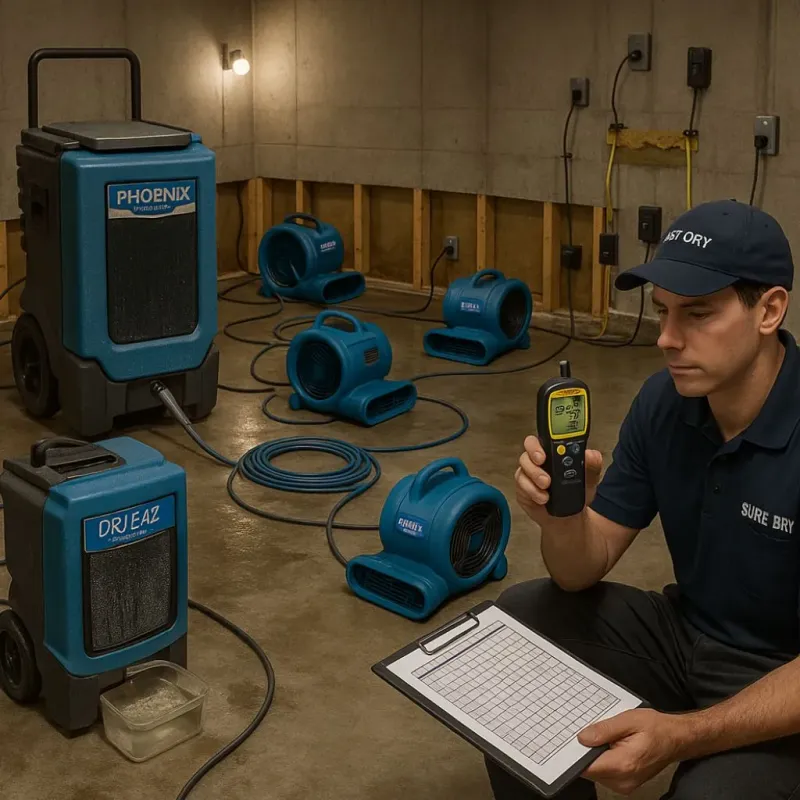 Structural Drying and Dehumidification process in Cutten, CA